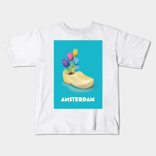 Amsterdam Cloggs and Tulips Kids T-Shirt